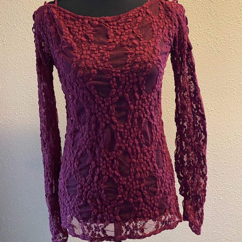 Intimately free people burgundy lace shirt.